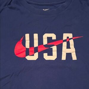Nike Blue Tee with Red Swoosh and USA Print